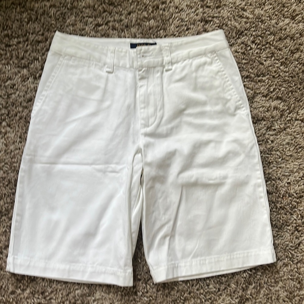 Boys size 12 polo shorts, white, worn once if that